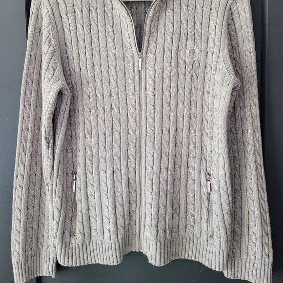 Lauren Ralph Lauren Cable-Knit Zip-Up Cardigan Size L - Picture 2 of 5